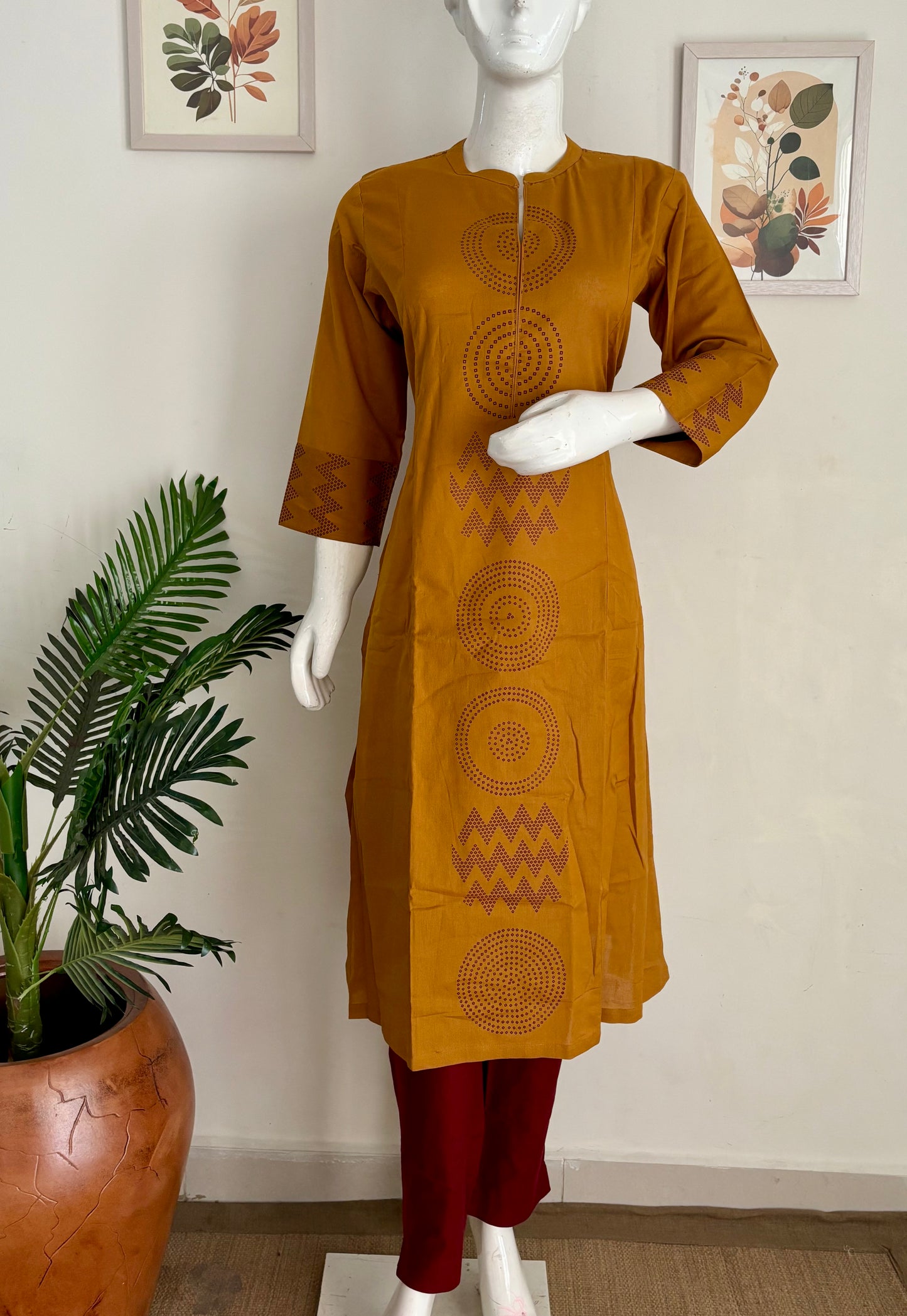 Mustard Handloom Cotton Kurta Set
