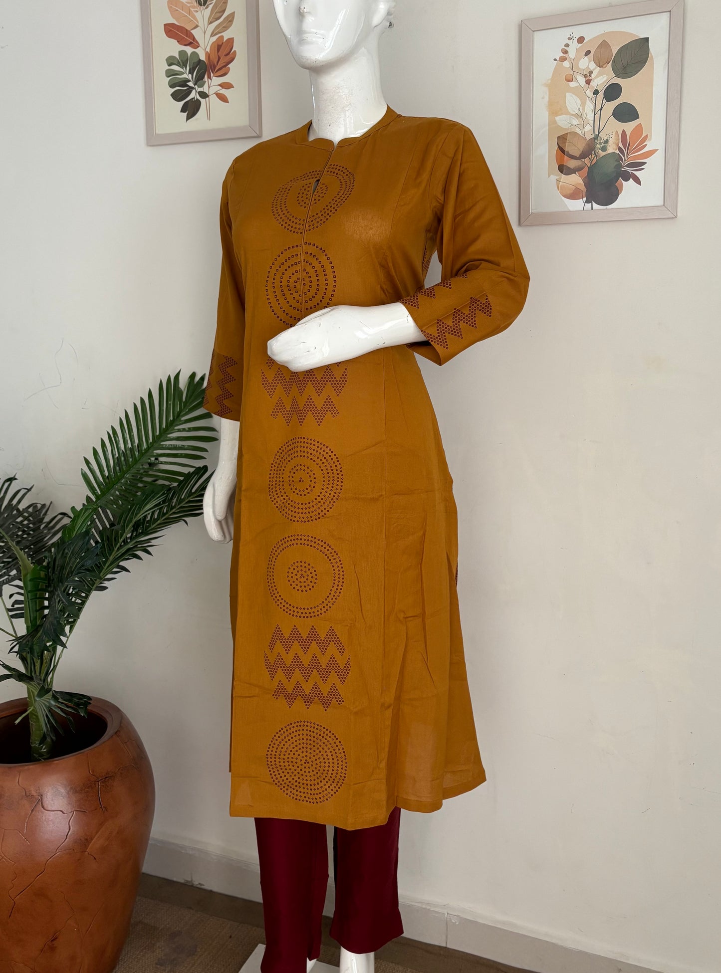 Mustard Handloom Cotton Kurta Set