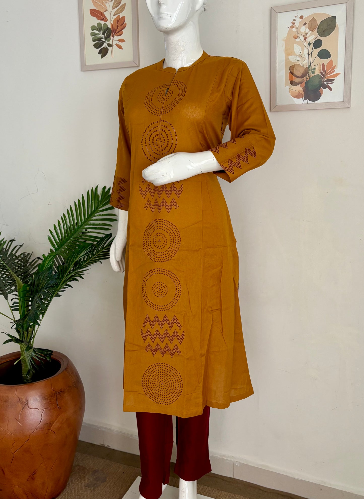 Mustard Handloom Cotton Kurta Set