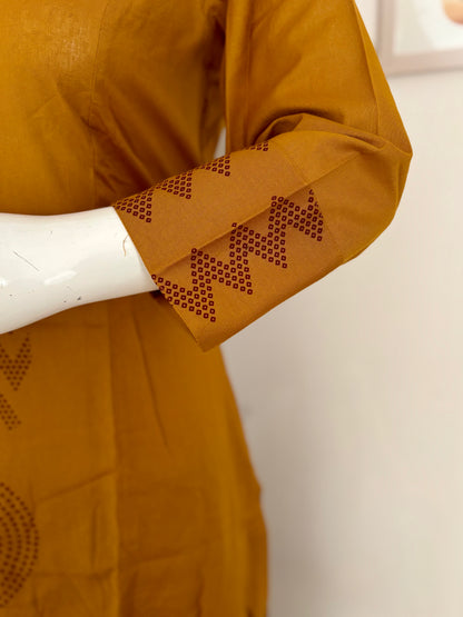 Mustard Handloom Cotton Kurta Set