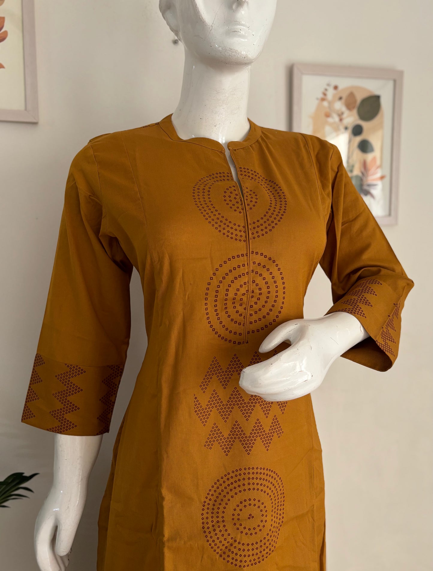 Mustard Handloom Cotton Kurta Set
