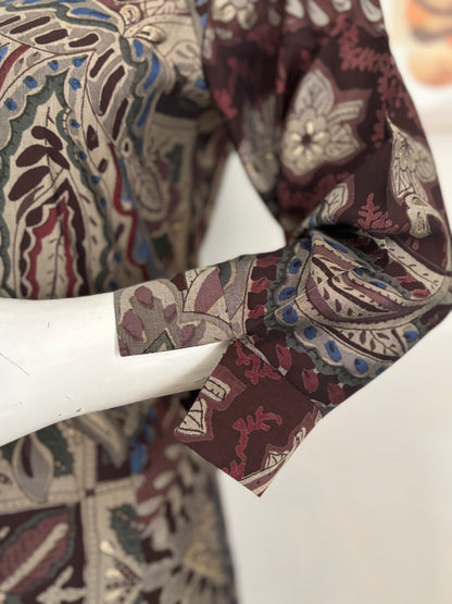 Brown Digital Print Pure Silk Kurta Set