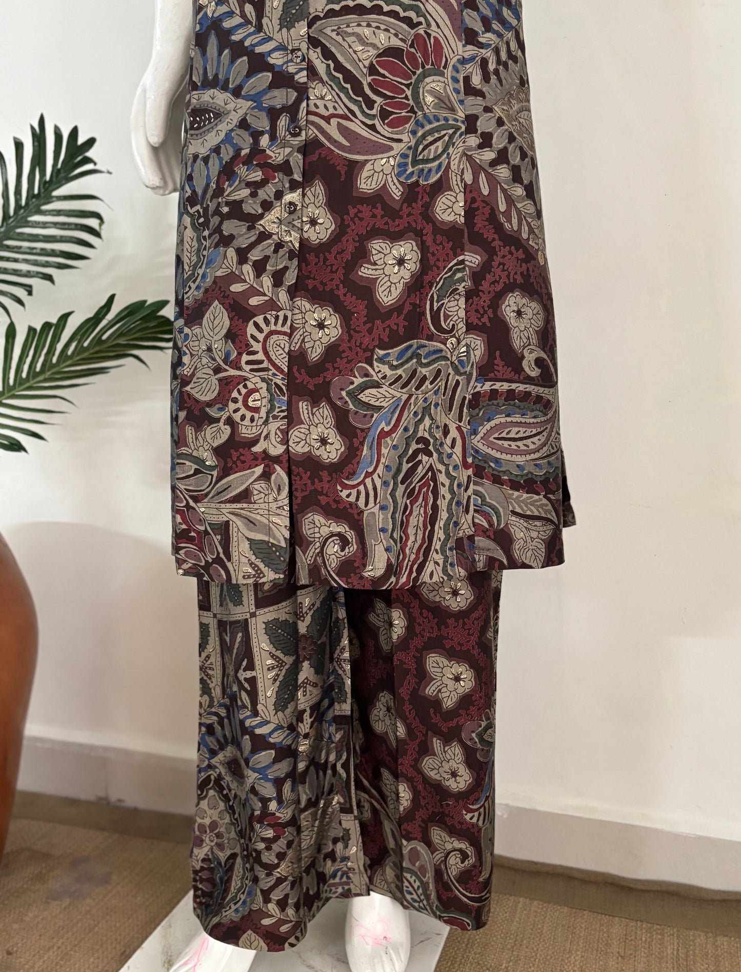 Brown Digital Print Pure Silk Kurta Set