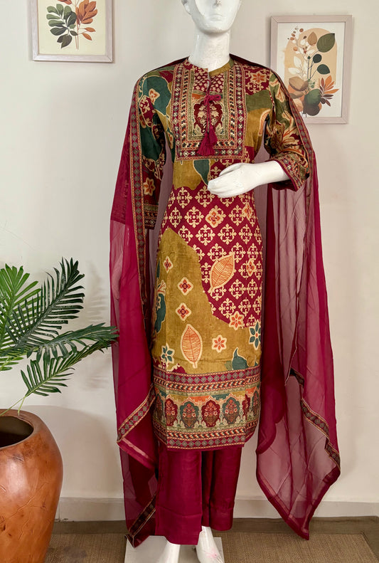 Zehra – Multishade Pure Silk Digital Print Kurta Set