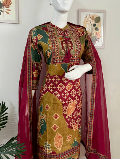Zehra – Multishade Pure Silk Digital Print Kurta Set