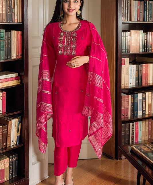 Zari Glam The Hot Pink Kurta Set